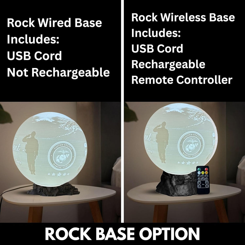 Personalized U.S Marine Retirement Moon Lamp with Custom Photo & Text - Custom USMC Moon NightLight | Military Veteran Gift for Marines, Soldiers, Marine Corps & Service Members