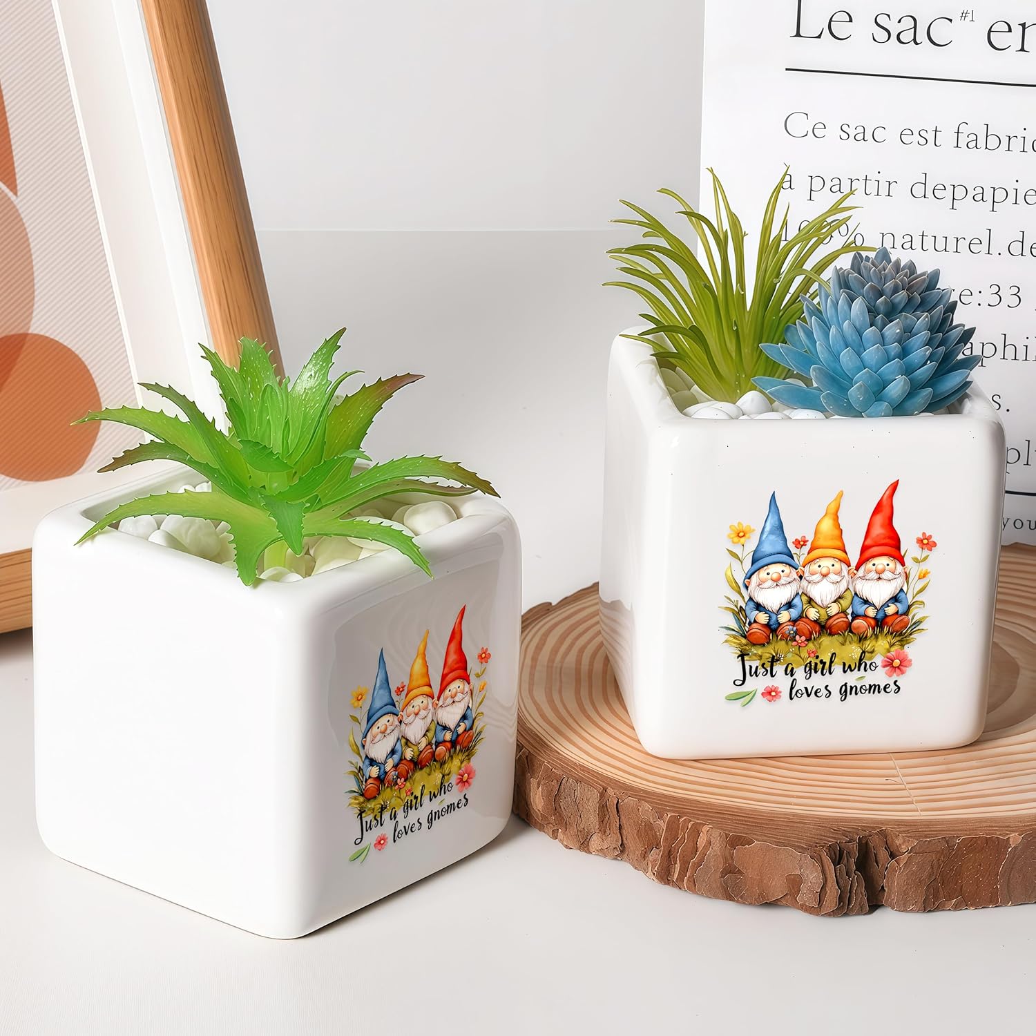 Gnomes Succulent Planter Flower Plant Pot Small, Gifts for Women Teens Girls Kids, Gnomes Lovers Themed Stuff Accessories Things Decor Merch, Home Office Table Desk Decoration!