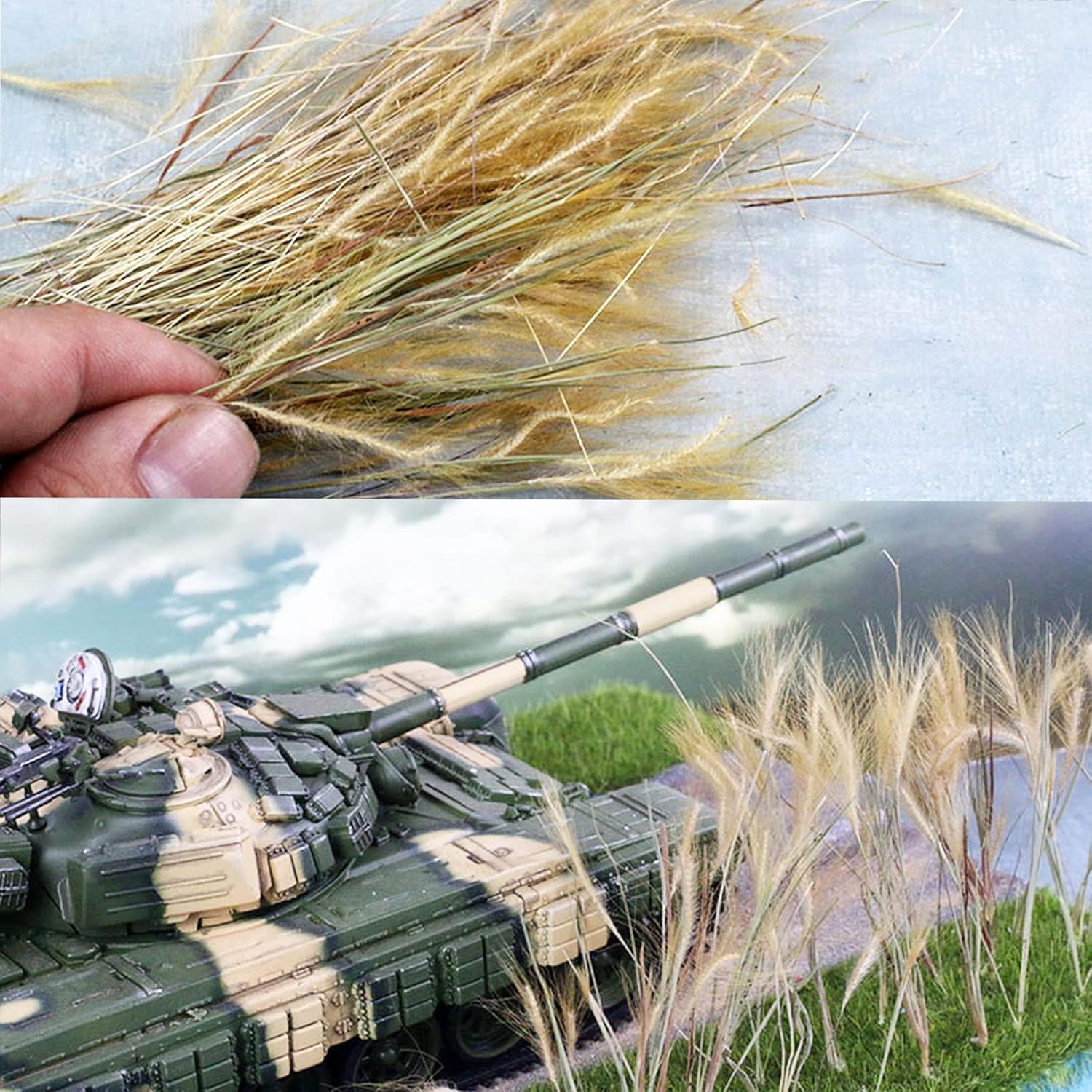 Cayway Miniature Static Grass Model Grass Tufts Model Wheat Static Artificial Grass for Train Landscape Railroad Scenery