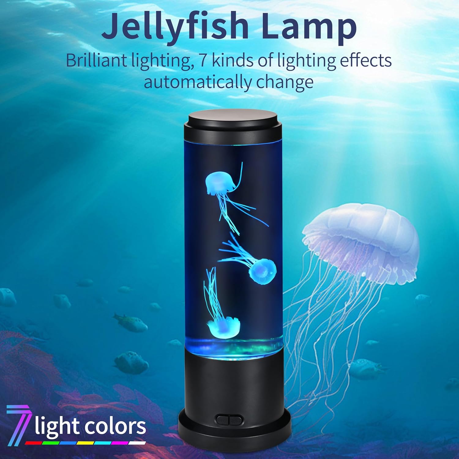 EDIER Jellyfish Lamp, 11 Inch Jellyfish Aquarium with Color Changing Light, Noiseless Pump, USB/Battery Powered Mood Light for Home Decor, Gift for Kids Men Women