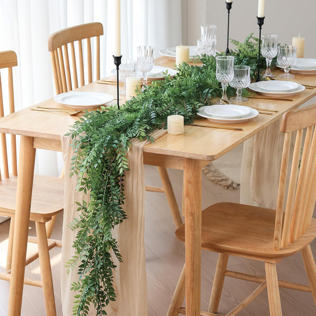 Mizii Artificial Vines Garland 6 Feet Fake Vine with Green Leaves Realistic Greenery Garland Faux Hanging Plants Greenery Decorations for Wedding Table Centerpieces Fireplace Mantle Room Decor