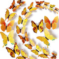 LiveGallery 72 PCS Yellow Removable 3D DIY Beautiful Butterfly Wall Decals Colorful Butterflies Art Decor Wall Stickers Murals for Kids Baby Boy Girls Bedroom Classroom Offices (Yellow)