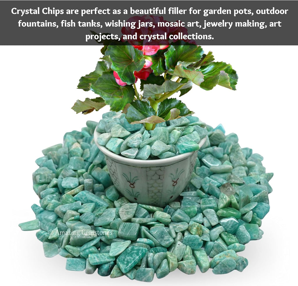 Amazing Gemstone Amazonite 1 lb Bulk AAA+ Gemstone Tumbled Chips Mini Crystal Beads, Undrilled No Holes Wiccan Healing Stones for Home Garden Decor Vases Plants Succulents Cactus Jewelry&Art Project