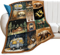 Camping Blanket Cabin Bear Deer Throw Blankets Gifts for Girls Boys Kids Camping Lover Soft Cozy Fleece Plush for Couch Sofa Bed 60"x50"