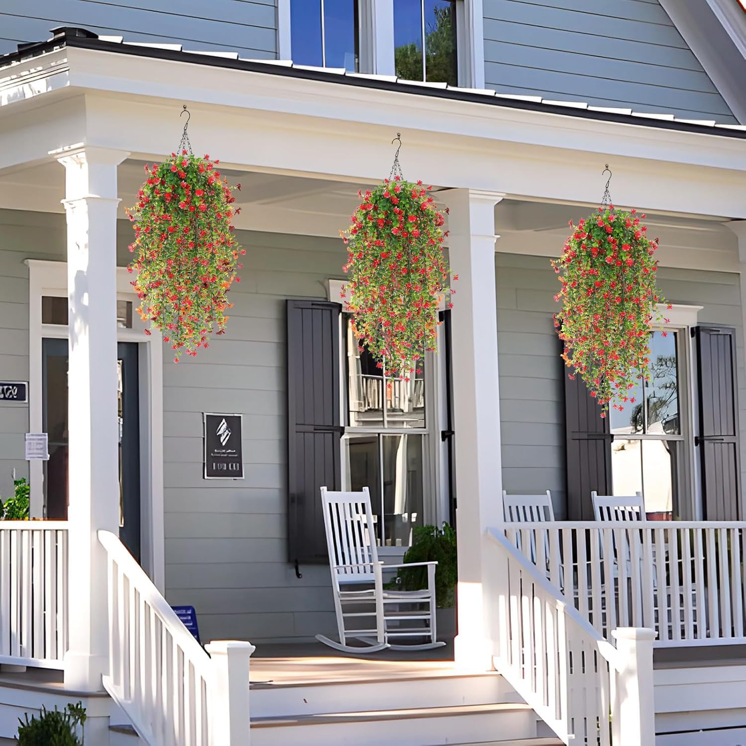 WEISPARK Artificial Hanging Flowers, 4pcs Fake Eucalyptus Vine Faux Flower Greenery Garland Plastic Plants for Indoor Outdoor Wall Garden Wedding Home Party Decor