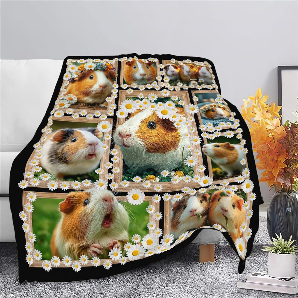 Guinea Pig Throw Blanket Guinea Pig Stuff Gifts for Kids Girls Boys Adults Women Men Soft Cozy Warm Plush Fluffy Fuzzy Fleece Blanket Decor 60''X80''