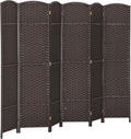 HOMCOM Room Divider, 6 Panel Folding Privacy Screen, 5.6' Tall Freestanding Wall Partition for Home Office, Bedroom, Brown