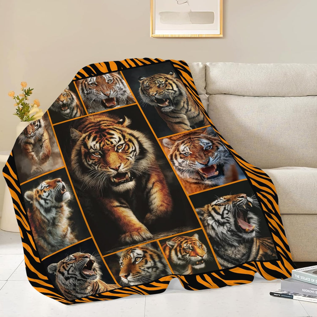 Tiger Throw Blanket Tiger Stuff Gifts for Kids Girls Boys Adults Women Men Soft Cozy Warm Plush Fluffy Fuzzy Fleece Blanket Decor 50''X60''