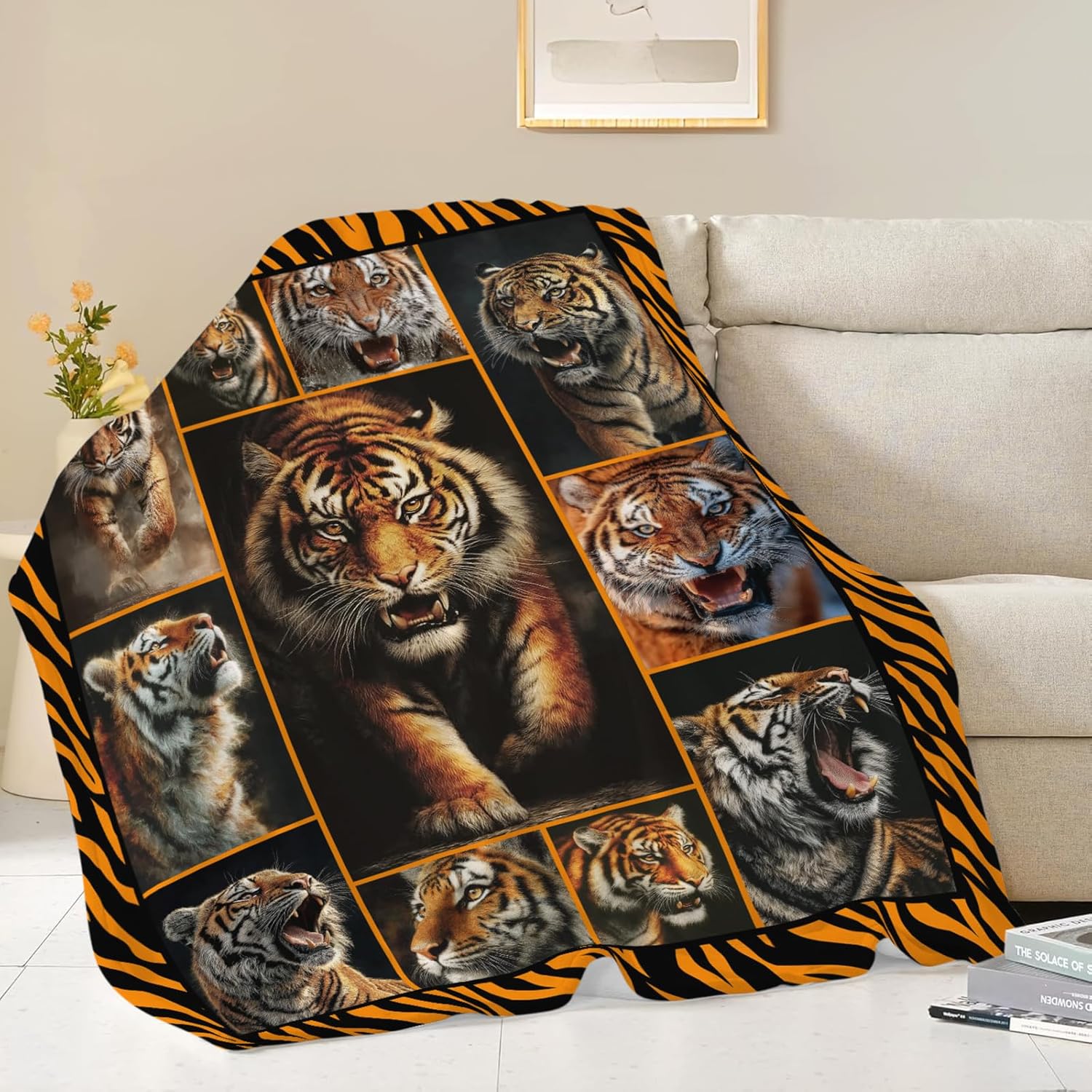 Tiger Throw Blanket Tiger Stuff Gifts for Kids Girls Boys Adults Women Men Soft Cozy Warm Plush Fluffy Fuzzy Fleece Blanket Decor 50''X60''