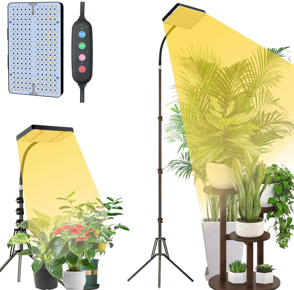 Smart Control Tall Bonsai Tree Grow Light with Stand and Timer, 25 Watt Standing Plant Growing Lamps for Large Houseplants, Adjustable 12"-48" Tripod Stand Grow Light