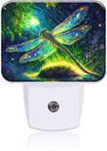 Glowing Dragonfly Plug in Night Lights, Fantastic Enchanted Forest Nightlight Plug Into Wall Dusk to Dawn Sensor for Kid Girls Boys Women Men Bedroom,Hallway,Kitchen,Bathroom,Stairs Decor