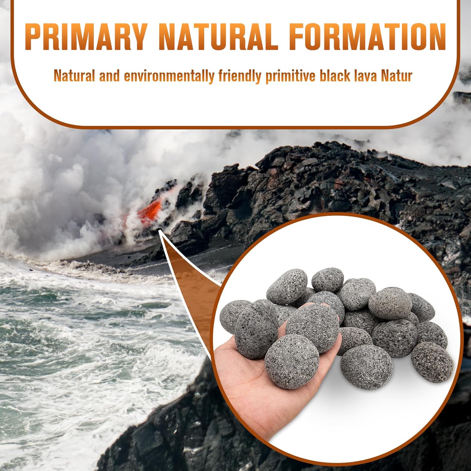 Black Lava Rocks for Fire Pit,2"-3" Natural Lava Stones, Black Lava Rocks for fire Pit and Fireplace（10 Pound）