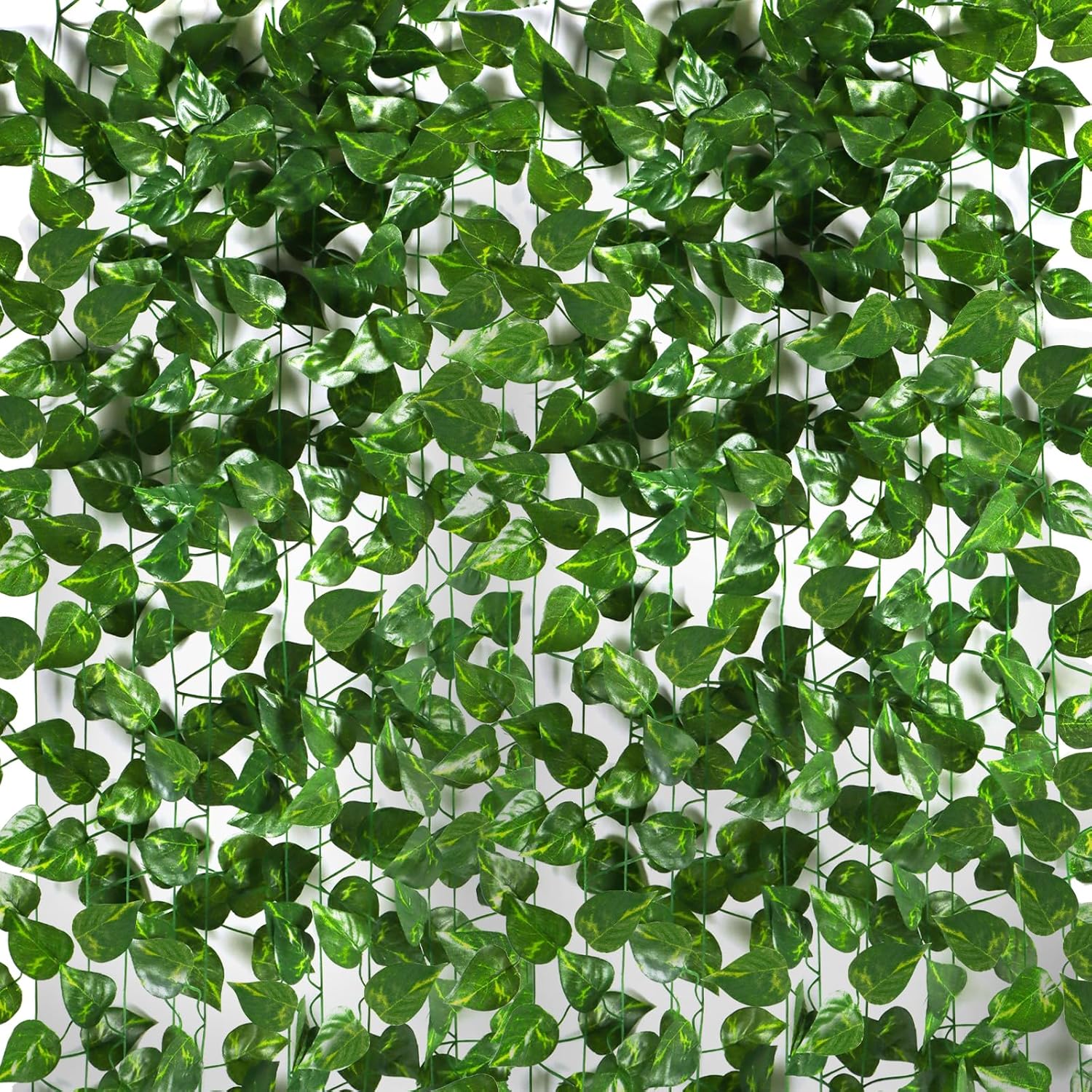 Kalolary 348FT Artificial Ivy Garland 48 Pack Scindapsus Leaf Fake Vines Plants Garland Hanging Aesthetic Plants Greenery Green Leaves for Wedding Bedroom Garden Party Office Wall Outdoor Decoration