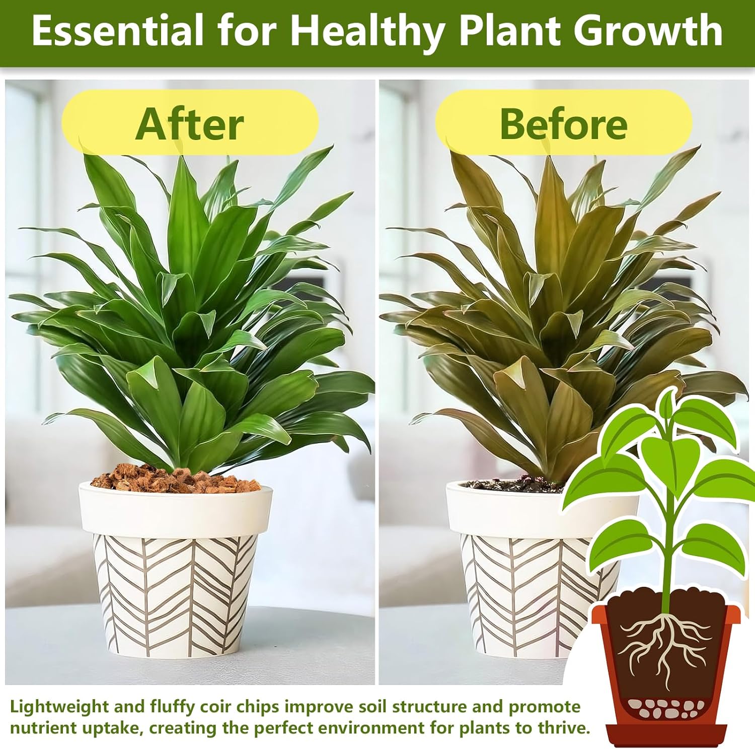 Legigo 1.1 LB Coco Coir Chips for Plants- 100% Organic Coconut Chips Brick Potting Mix with Low EC & PH Balance, Coconut Husk Substrate Coco Husk Mulch for Garden, Planting, Orchid and Soil Mix