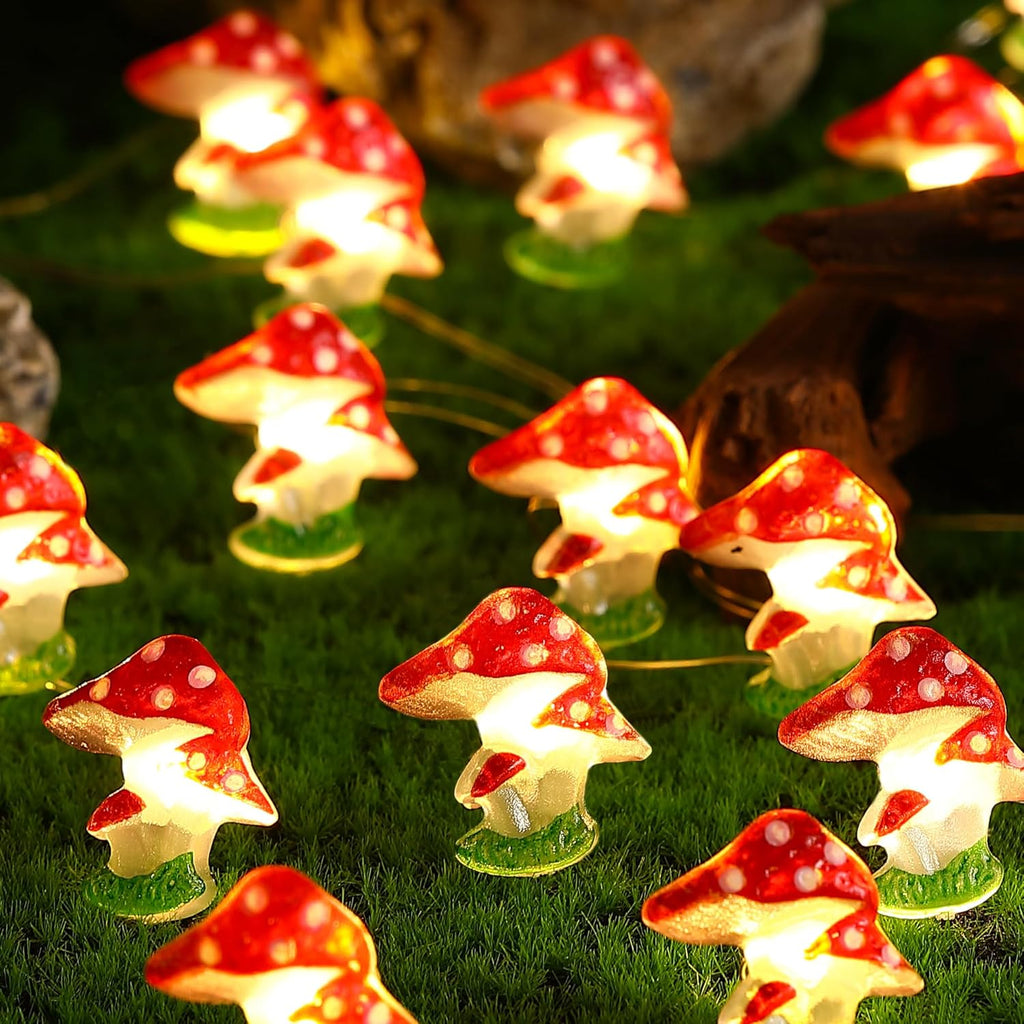Mushroom Decor Cottage Core Decor 10FT 30LEDs Mushroom String Lights Battery Operated for Kids Gifts Bedroom Dorm Party Wedding Outdoor Patio Whimsical Decoration