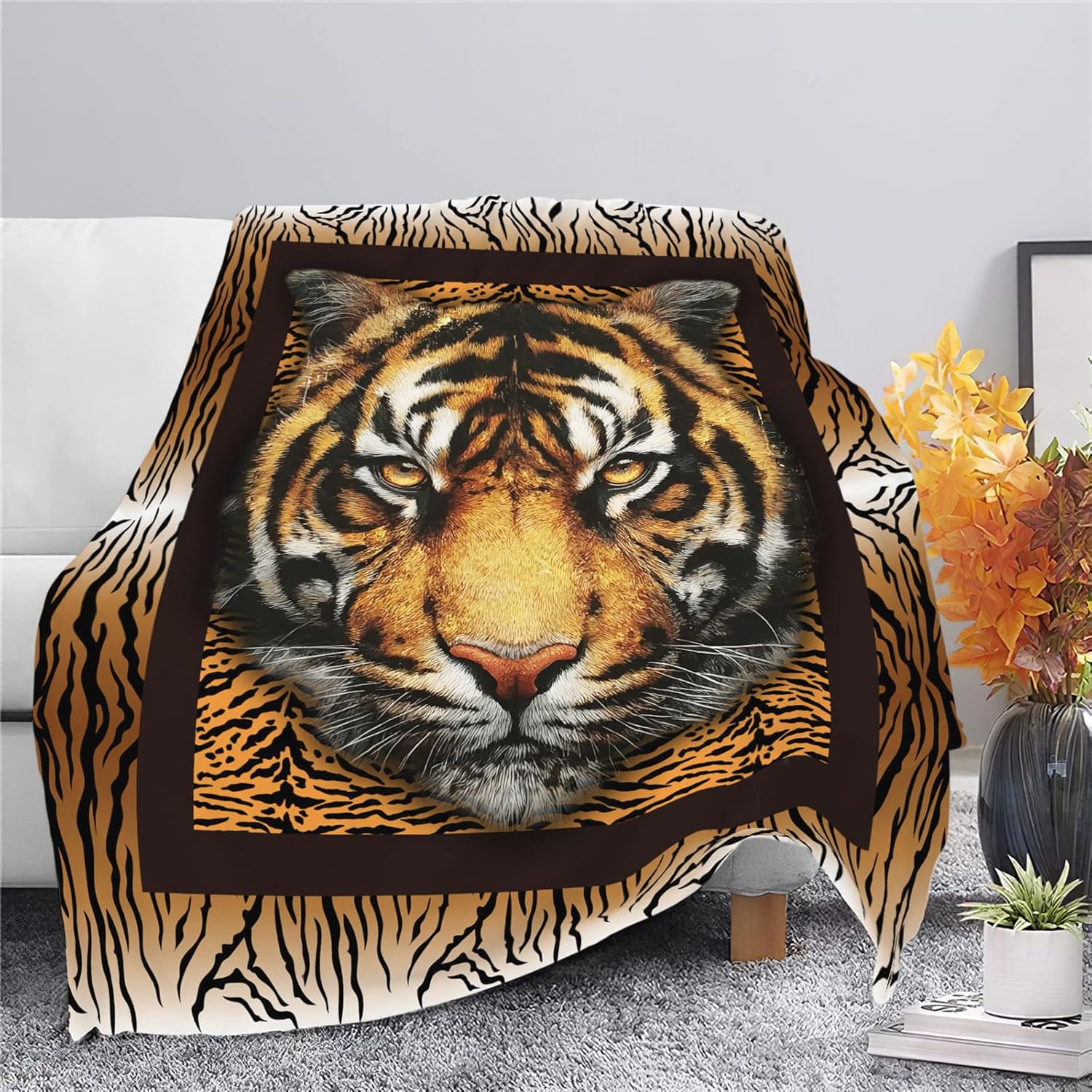 Tiger Throw Blanket Tiger Stuff Gifts for Kids Girls Boys Adults Women Men Soft Cozy Warm Plush Fluffy Fuzzy Fleece Blanket Decor 40''X50''