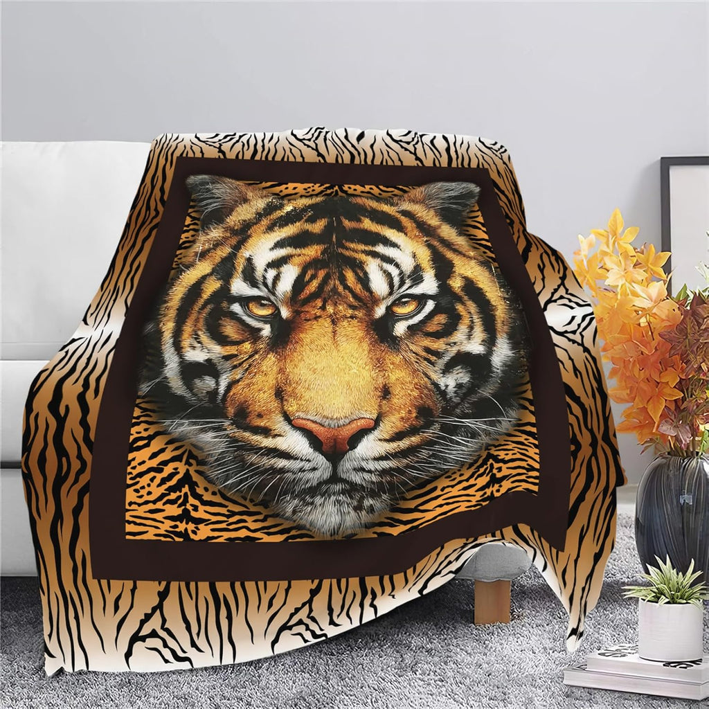 Tiger Throw Blanket Tiger Stuff Gifts for Kids Girls Boys Adults Women Men Soft Cozy Warm Plush Fluffy Fuzzy Fleece Blanket Decor 60''X80''
