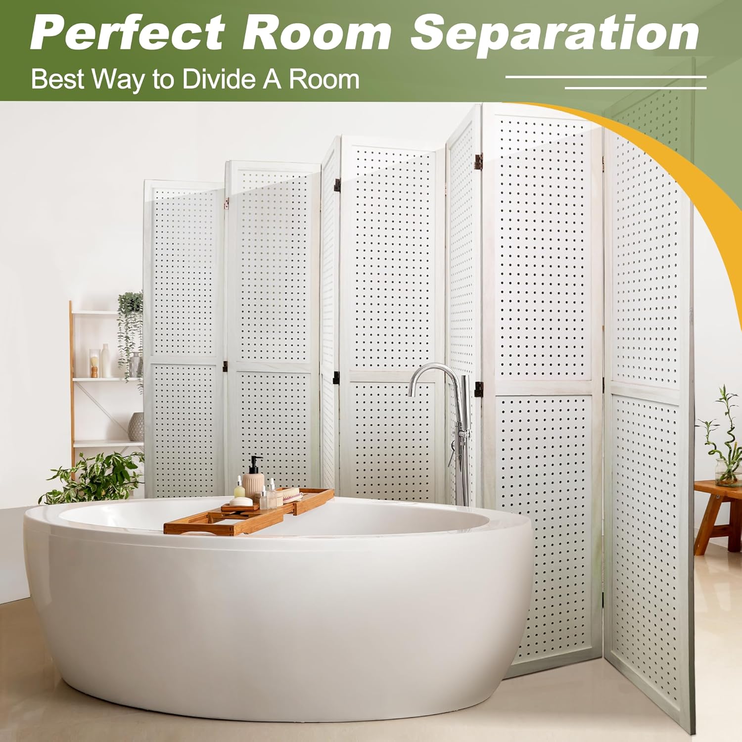 NicBex 8 Panel Pegboard Display,5.6FT Wood PegBoard Room Dividers,Folding Privacy Screens Portable Freestanding Display Board for Craft/Art Shows,Room Separation,White