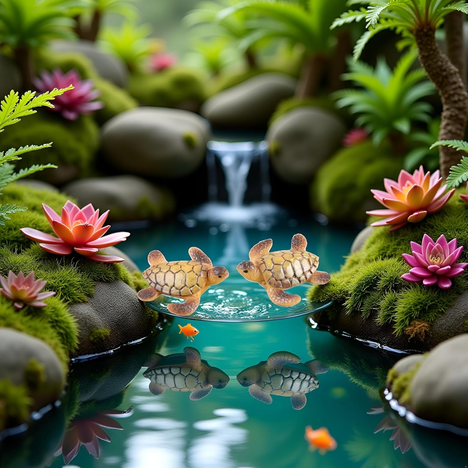 2 Pcs Miniature Sea Turtle Figurine, Mini Sea Turtle Fairy Garden Accessoriesfor Fish Tank Decoration, Succulent Planter, Micro Landscape, Fairy Garden Decor, Cake Toppers, Fish Tank Decoration