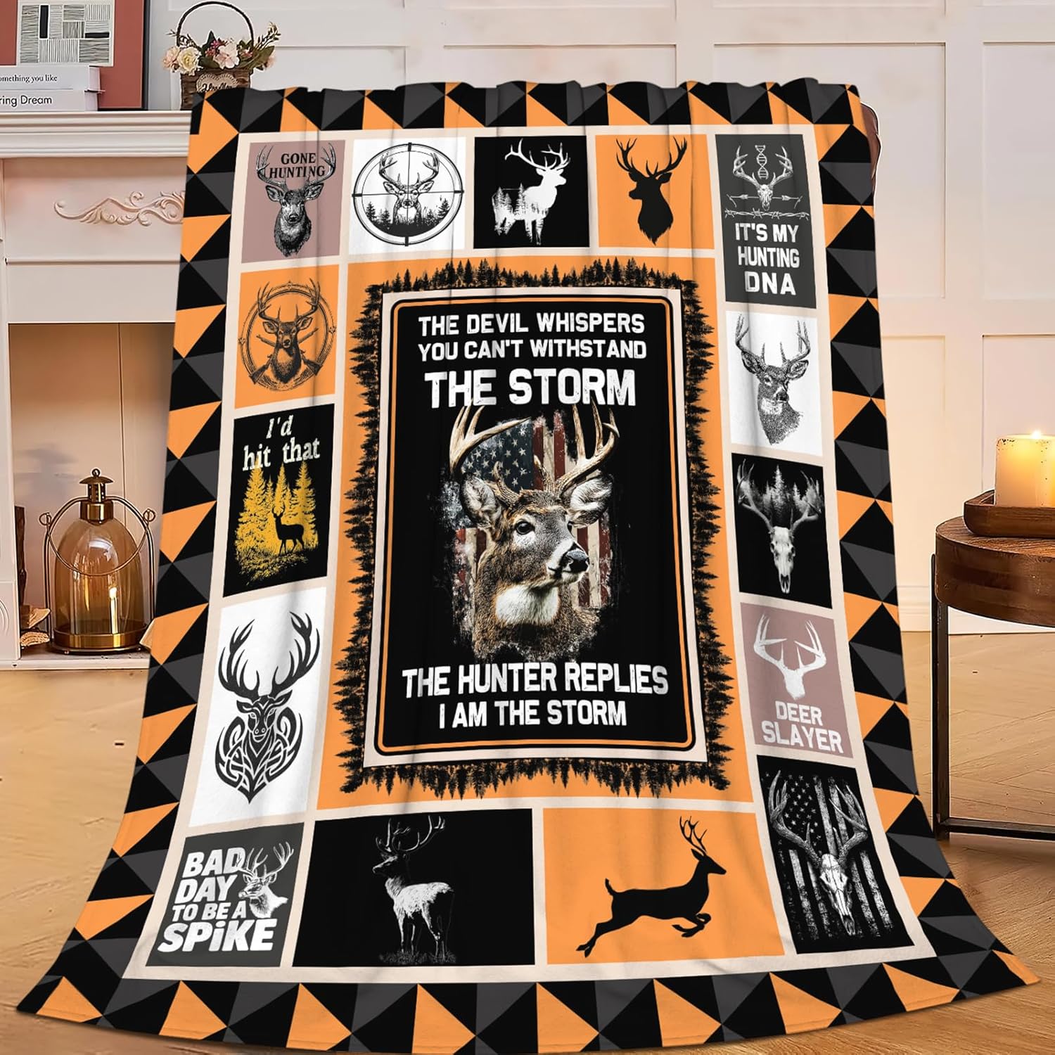 Deer Throw Blanket Hunting Deer Elk Stuff Gifts for Kids Girls Boys Adults Women Men Soft Cozy Warm Plush Fluffy Fuzzy Fleece Blanket Decor 50''X60''