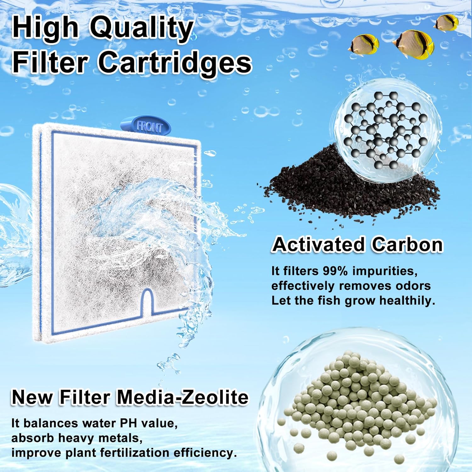 16 Pack Medium Filters Cartridges Compatible with Aqueon Fish Tank Filter Cartridges Compatible with Aqueon QuietFlow LED PRO Power Filter Size 10/Power Filter Size 10/E Internal Power Filter Size 20
