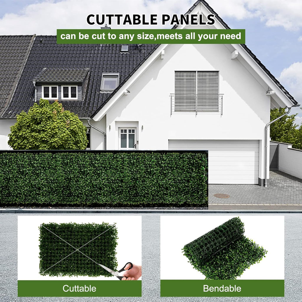 12 Pieces 24"x 16" Artificial Boxwood Panel, Grass Wall Panel, Boxwood Hedge Wall Panels UV Protected Suitable for Artificial Green Wall Decor, Fence Garden Wedding Backyard Decor