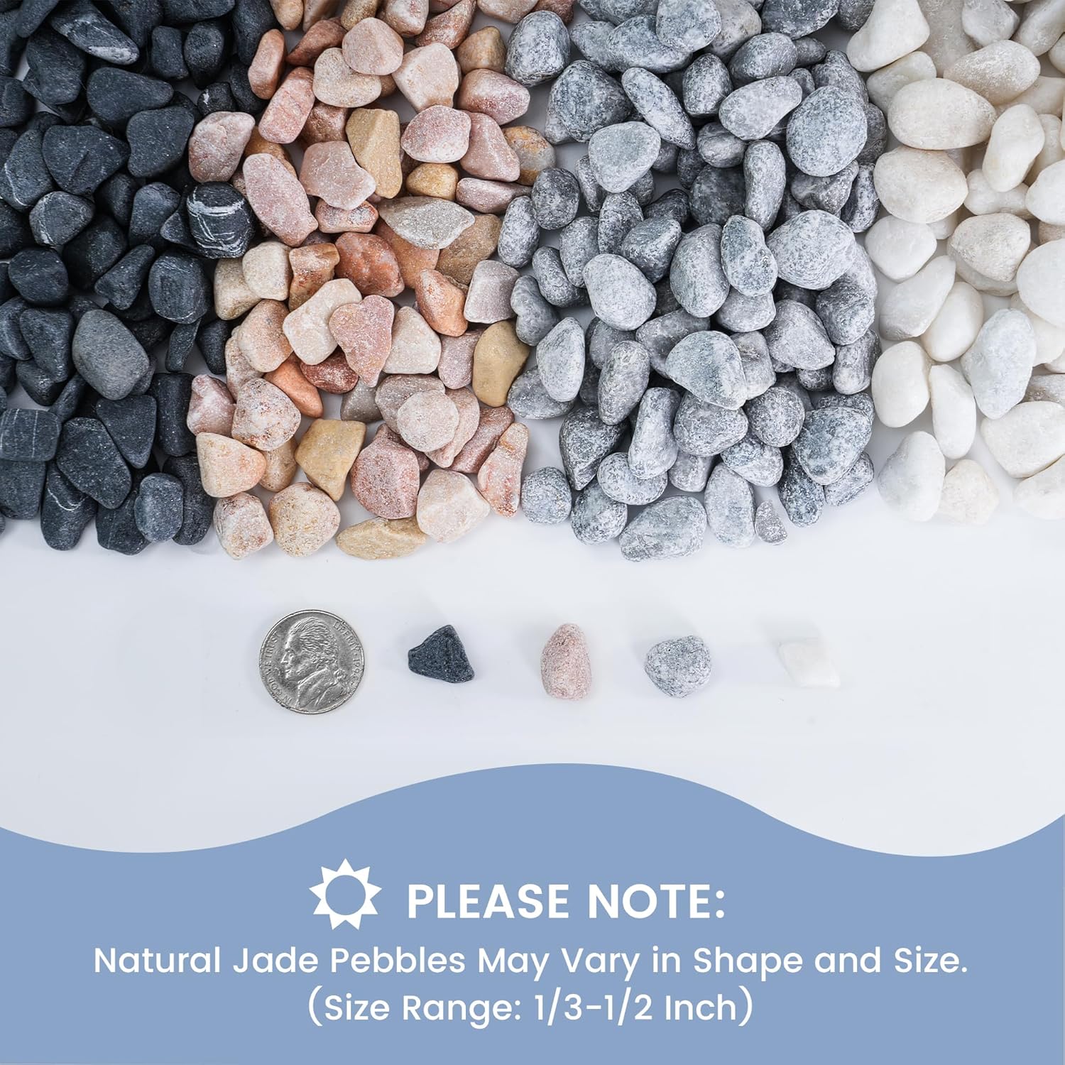 SIDONG 10 LB Natural Mixed Color Gravel Pebbles, 2/5 Inch Small Pea Gravel Stones, Decorative River Rocks for Succulents, Aquariums, Vases, Indoor Plants, Garden Landscaping, DIY