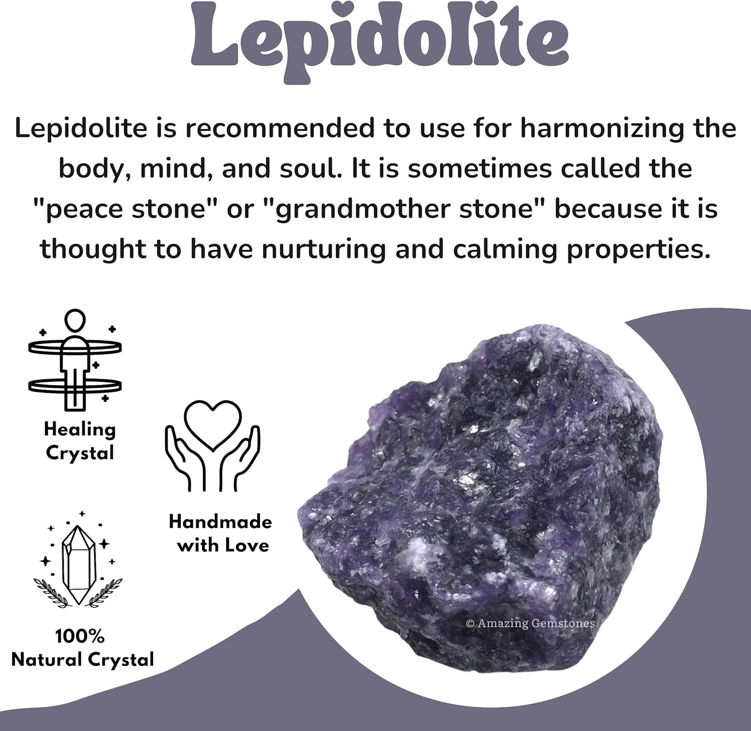 Amazing Gemstone Lepidolite Raw Crystals and Healing Stones, Natural Rocks for Tumbling and DIY Raw Stones and Crystals (5 Pieces)