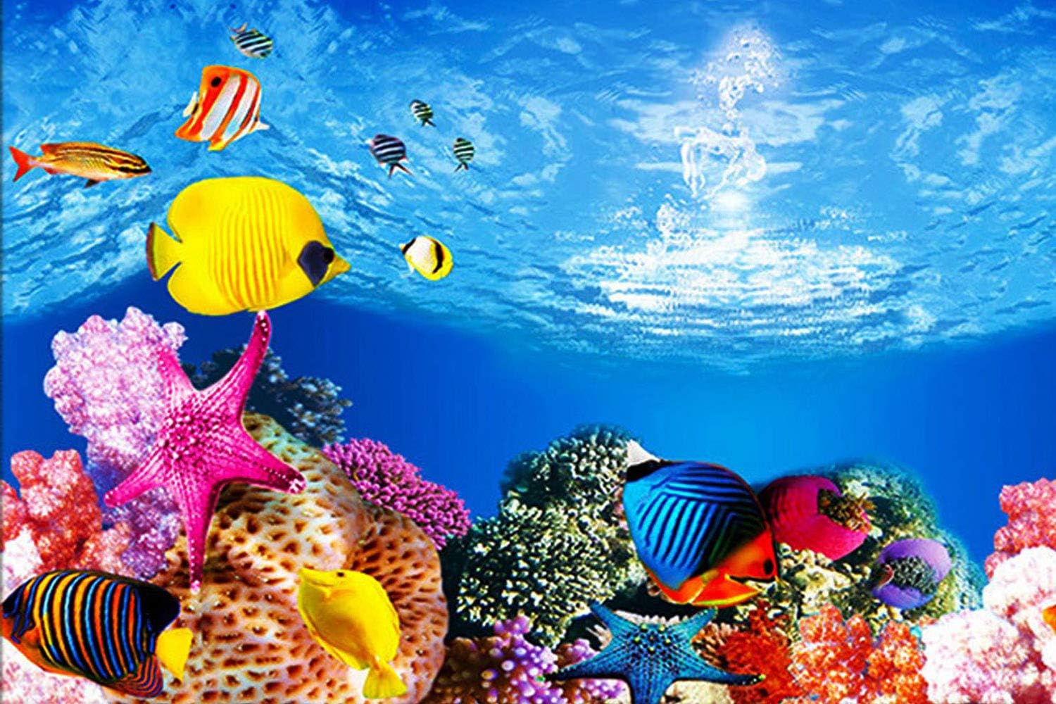 ELEBOX New 23" x 71" Fish Tank Background Paper Wallpaper 2 Sided Colorful Seaweed Water Plants Aquarium Background HD Poster Decorations