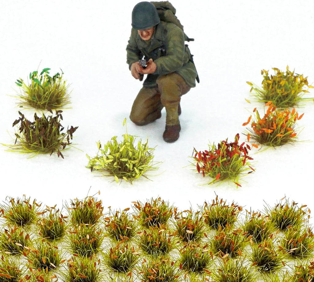 Woohome 32 PCS Miniature Grass Cluster, Orange Static Grass Tuft Model Vegetation Groups Static Grass Tufts for DIY Model Train Landscape Railroad Scenery Grass Tufts Flower, Style 9