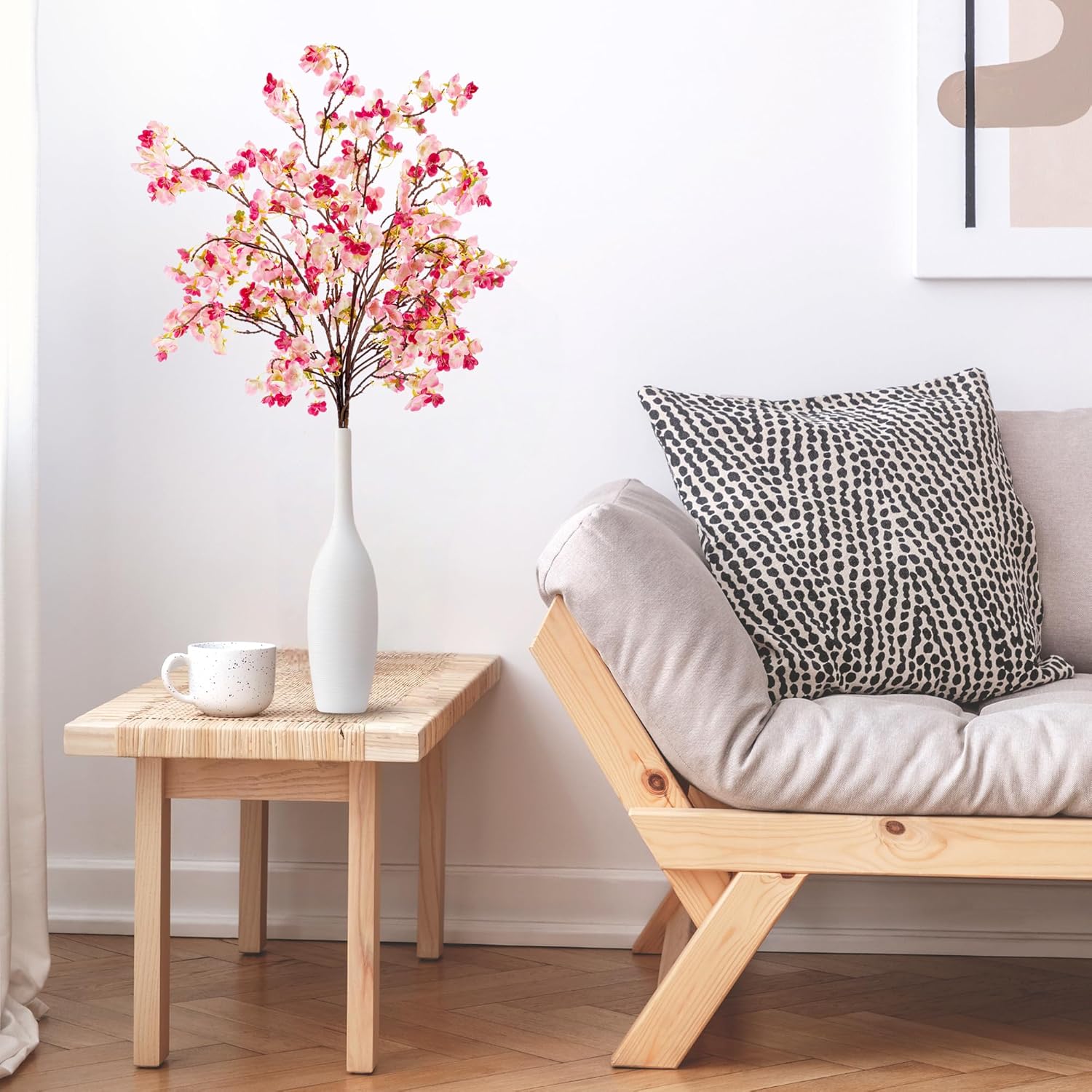 SITUMEIZI Artificial Cherry Blossom Branches Silk 40.58 Inch Faux Cherry Flowers Tall Stems for Home Wedding Bedroom Table Japanese Real Touch Vase Decoration(4Pcs,Deep Pink)