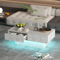 Rectangular LED Coffee Table with 2 Storage Drawers for Living Room, Center Middle Table Modern Cocktail Table Tea Tables Contemporary Mid Century Wood Home Office Waiting Room, Light Grey