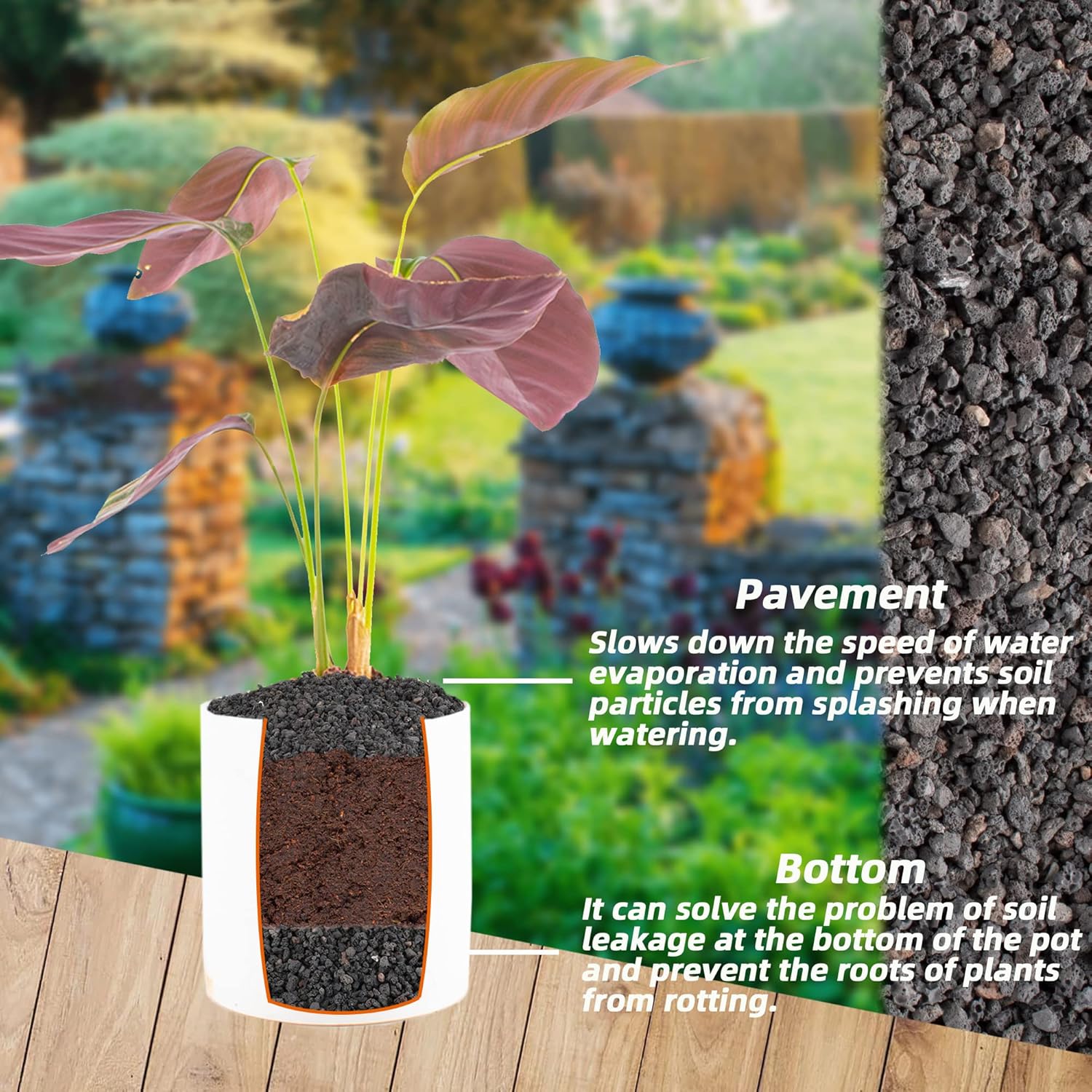 3lb Black Lava Rock for Plant, 1/8-1/4 inch Horticultural Volcanic Rock Soil for Decorative Landscaping Bonsai, Cacti, Succulents Plants Top Dressing for Release Excess Water