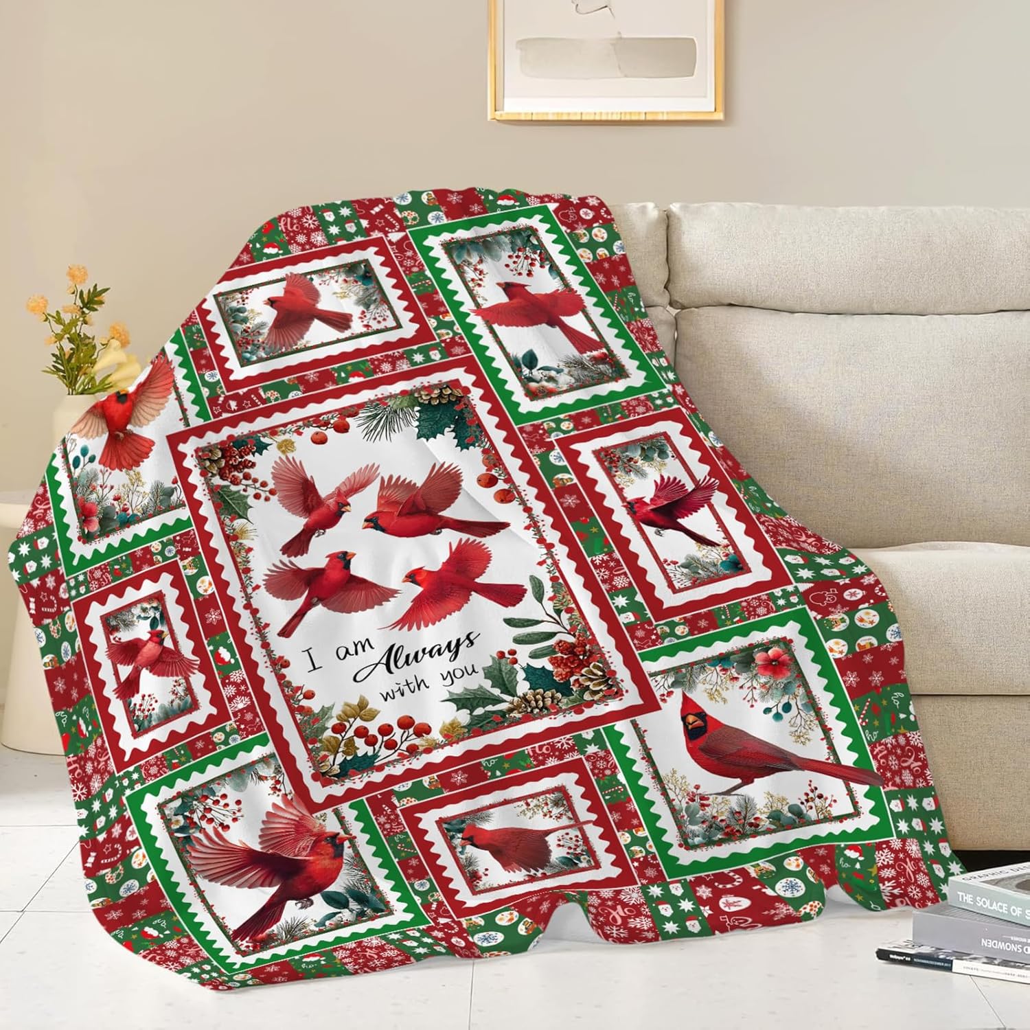 Cardinal Throw Blanket Red Bird Cardinal Stuff Gifts for Kids Girls Boys Adults Women Men Soft Cozy Warm Plush Fluffy Fuzzy Fleece Blanket Christmas Decor 40''X50''