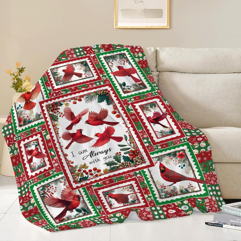 Cardinal Throw Blanket Red Bird Cardinal Stuff Gifts for Kids Girls Boys Adults Women Men Soft Cozy Warm Plush Fluffy Fuzzy Fleece Blanket Christmas Decor 50''X60''