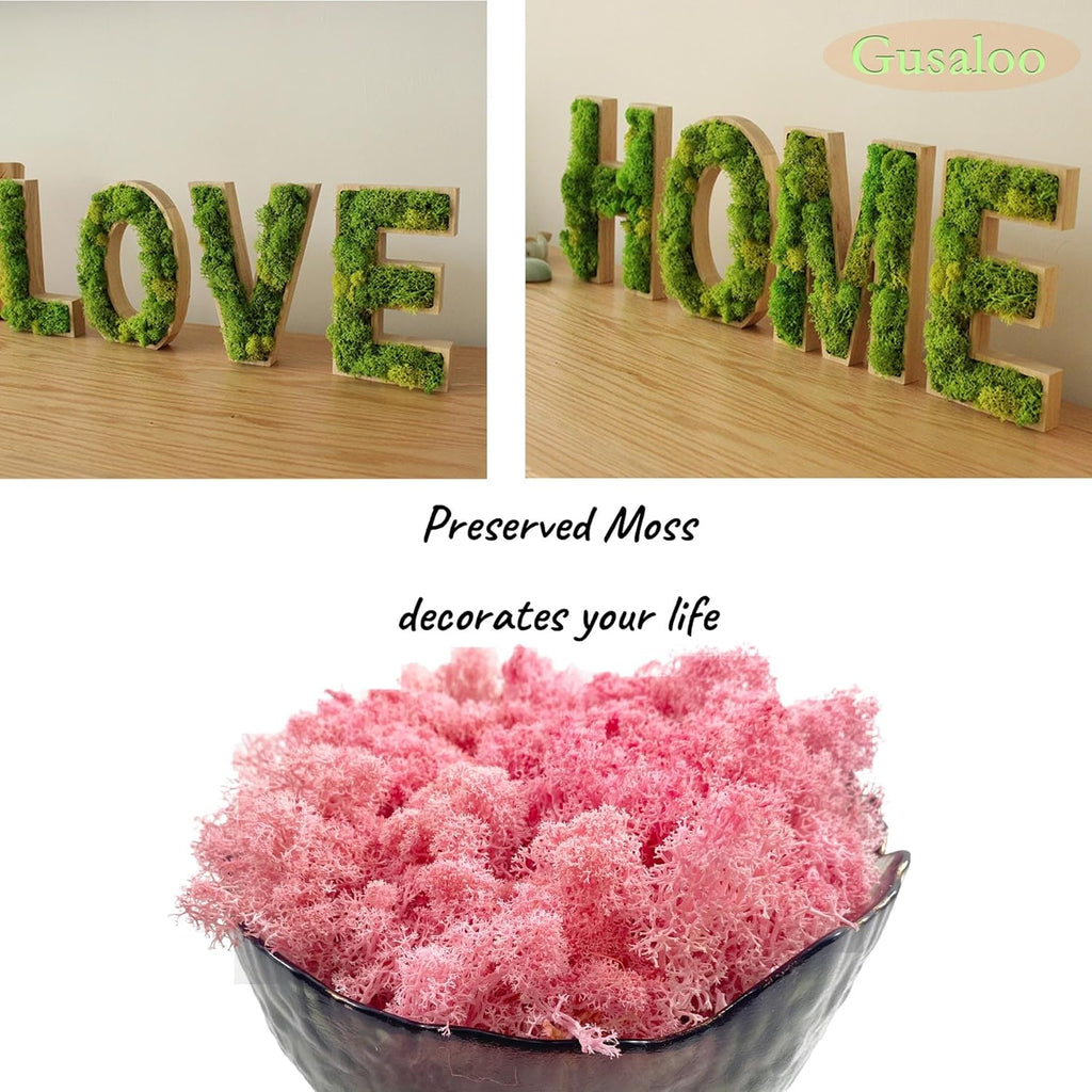 Moss Preserved Moss for Potted Plants Natural Fresh Green Reindeer Moss for Craft Arts Floral Wall Decor Decor Wedding Centerpieces Garden Artificial Terrariums Decoration for Christmas-Light Pink