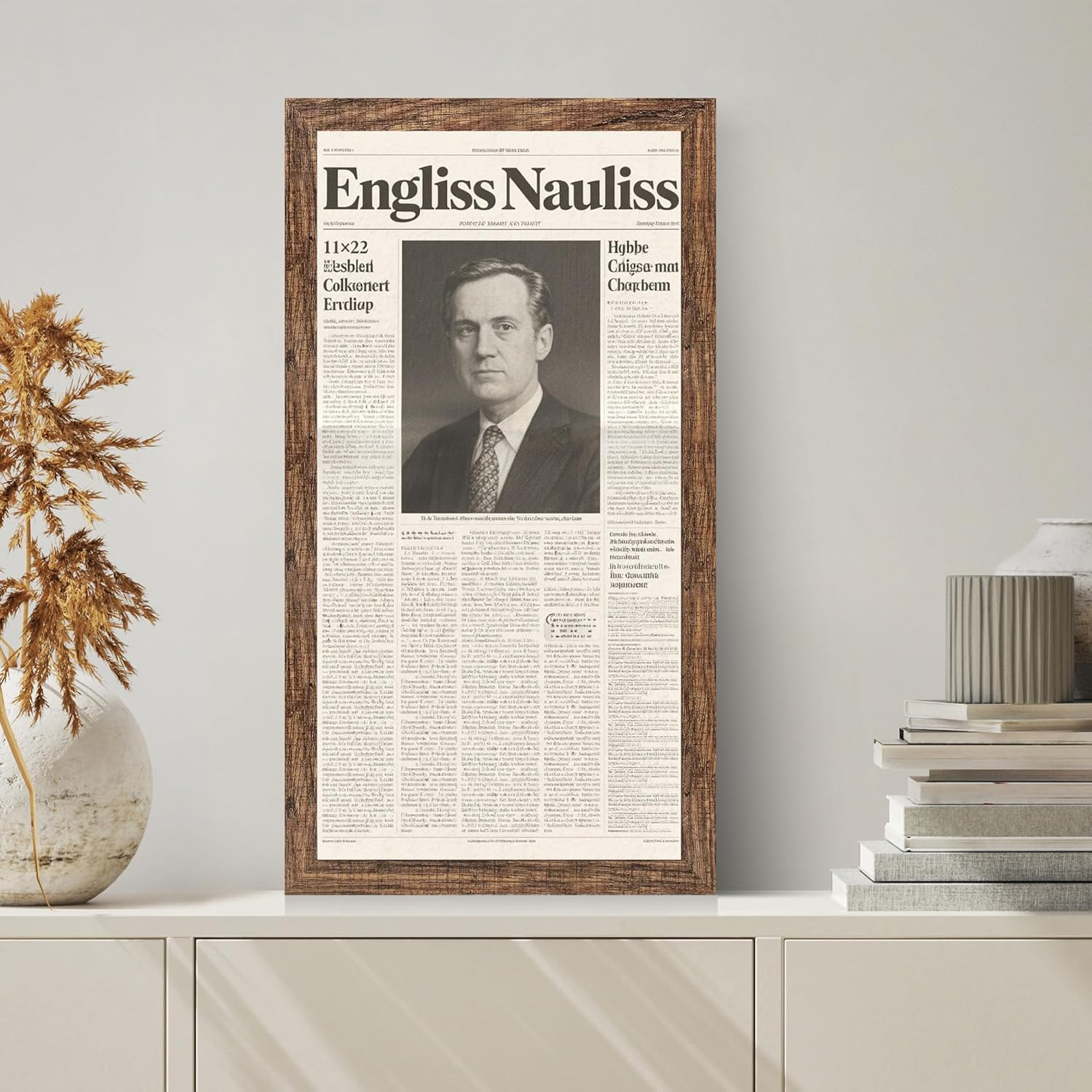 11x22 Newspaper Frame 2 Packs, Real Glass and Rustic Brown Wood Frame, Display Panoramic 11 x 22 Magazine Frames - Horizontal or Vertical Wall Mounting