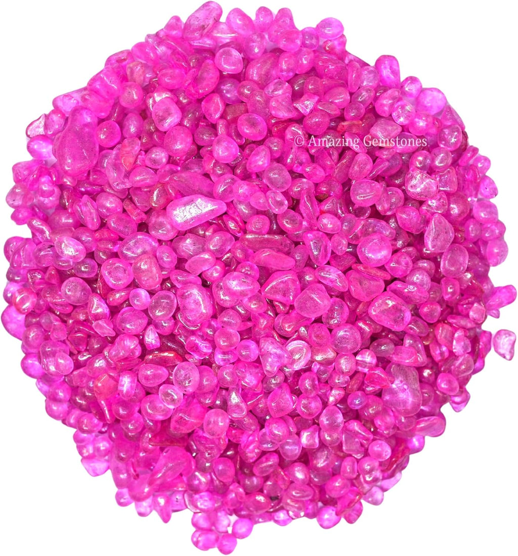 Amazing Gemstone Rose Aura Quartz Crystal Chips Aquarium Gravel Rocks - Aura Quartz Chips Bulk Fish Tank Gravel, Small Tumbled Stone Chips and Tiny Crystals for Decoration