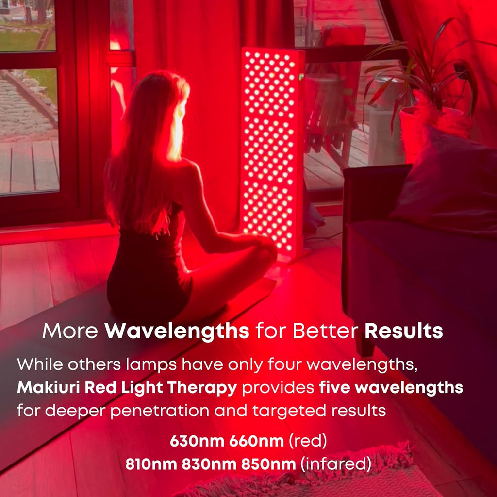 Makiuri Red Light Therapy Lamp | LED Light Therapy Panel for Face & Body | Infrared & Red Light in 5 Wavelengths | Supports Relaxation, Skin Appearance & Overall Wellness | Venus (White 120 LED)