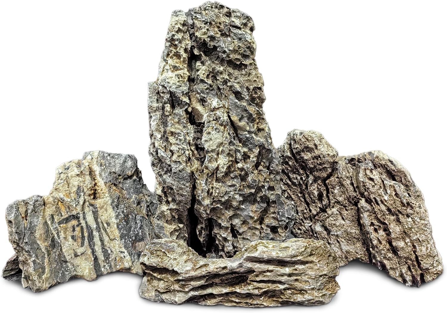 PINVNBY Natural Seiryu Stones, Aquariums Slate Stone Decorative Rocks for Fish Tank, Terrariums, Paludarium, Vivariums, Reptile and Amphibian Enclosures, Aquascaping (4.5lb)