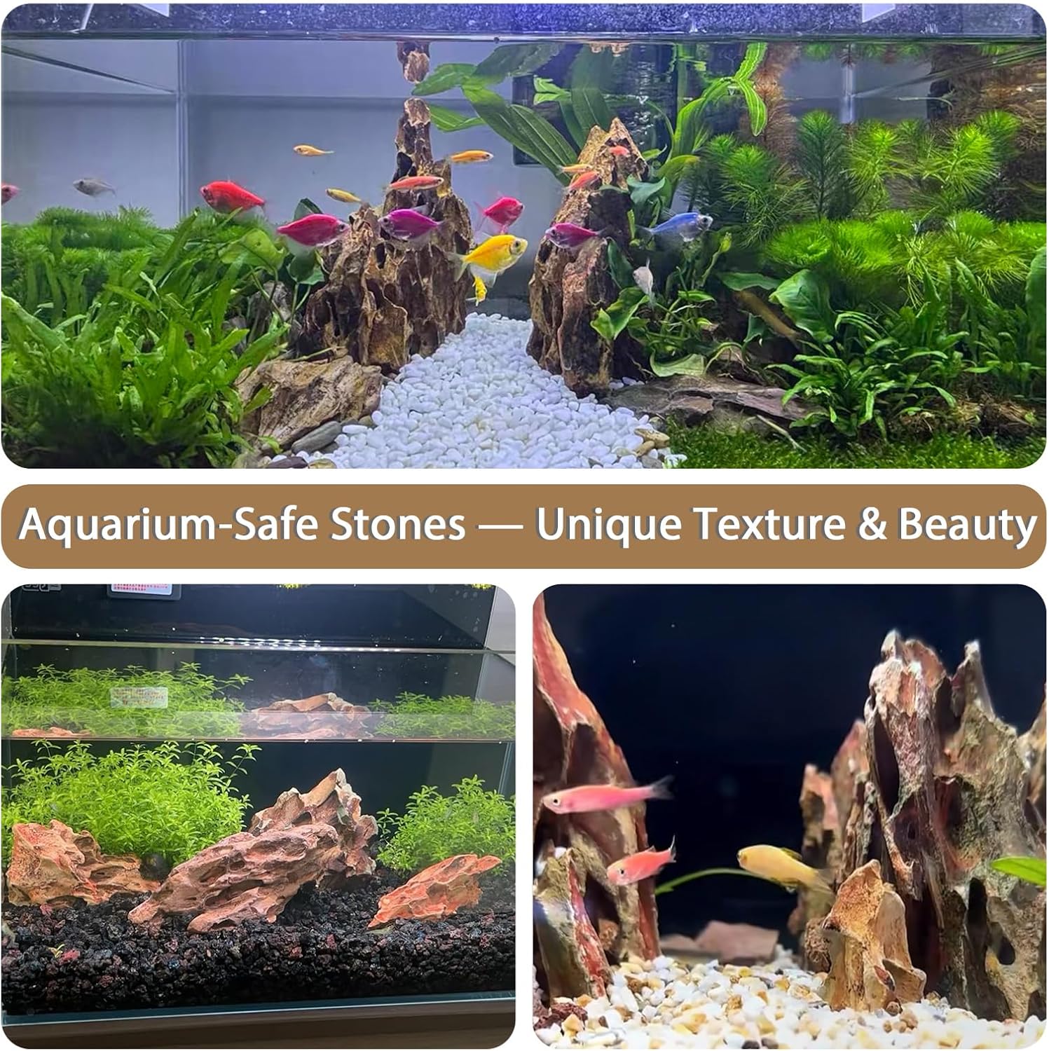 Aquariums Stones Natural Rocks 3lb Aquarium Rock for Fish Tank Aquascaping,Aquariums,Terrariums,Vivariums,Decorative Stone,Reptile Enclosures,Paludariums,and Gardens-（2-5 Inch）