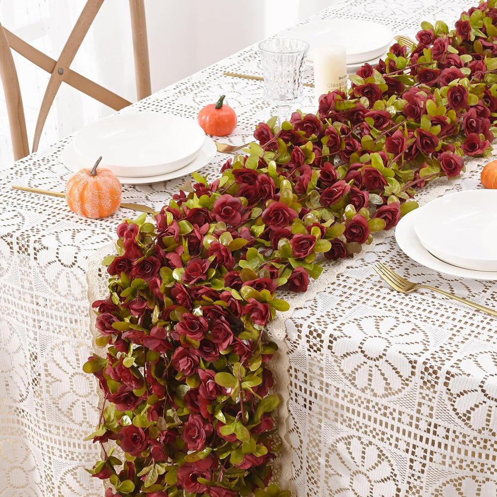 BLEUM CADE 2Pcs 16.4Ft Flowers Garland Artificial Rose Vines for Bedroom, Cute Fake Hanging Flower Vines Floral Garland Decorations for Wedding Party Wall Room Decor Aesthetic
