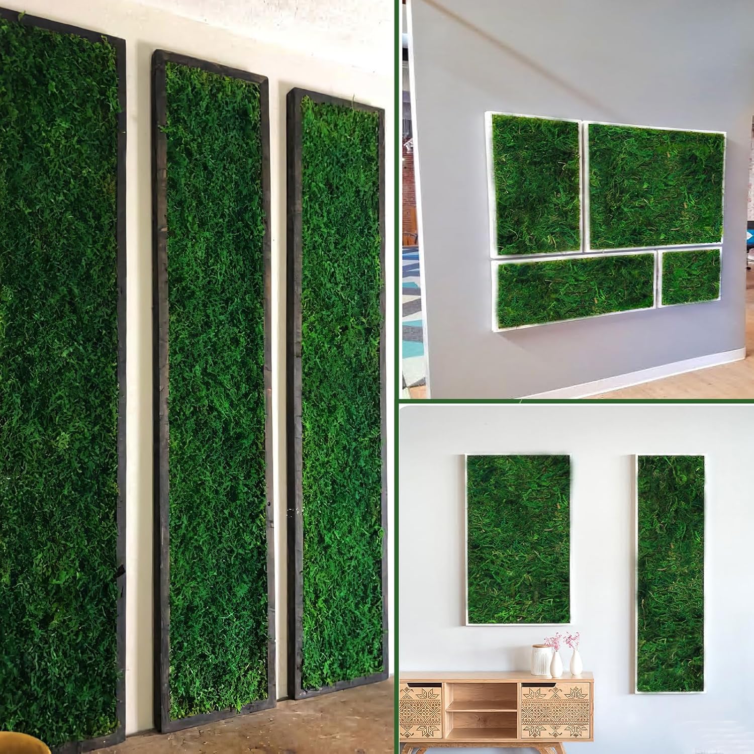 Moss Table Runner Preserved Dried Green Moss Roll for Crafts Fairy Gardens Wedding Woodland Decor 12" x 112" Table Decoration Grass Wall 30x285cm