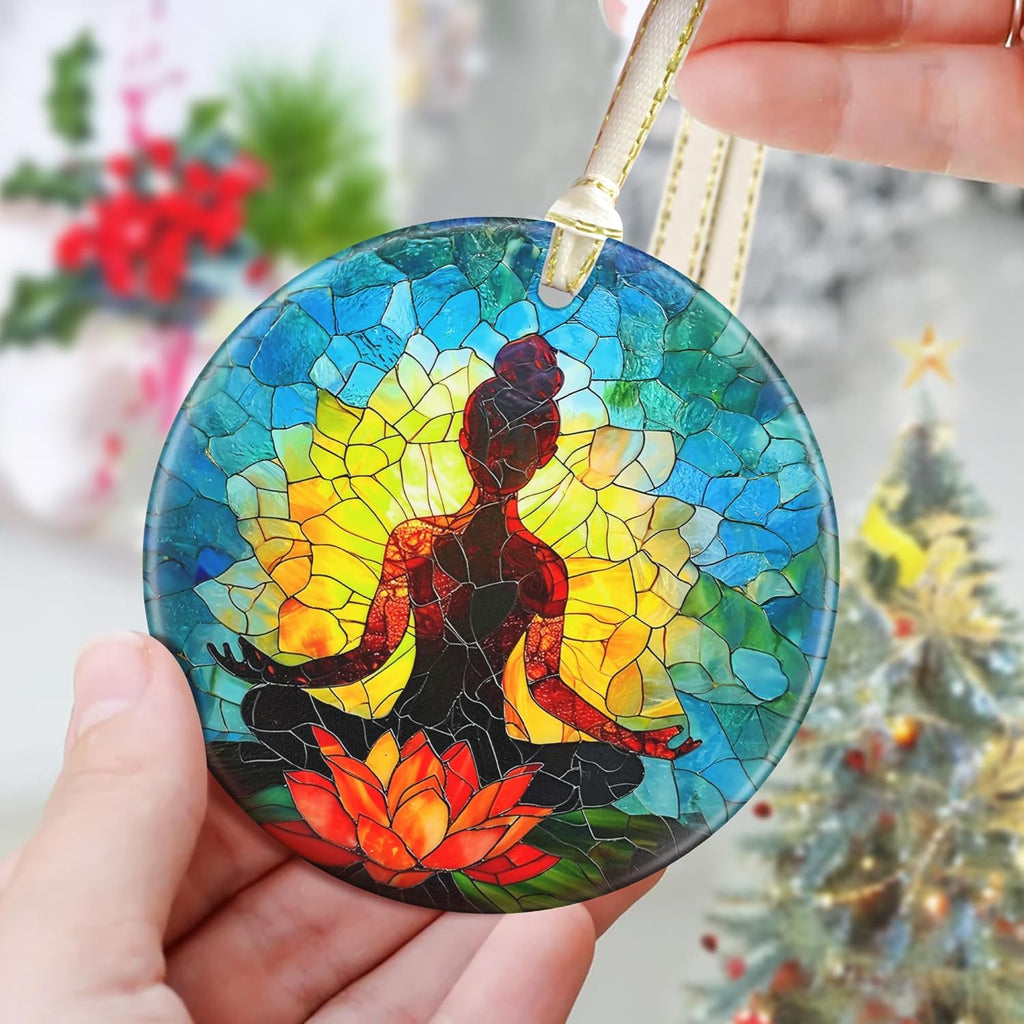 3.5" Ceramic Christmas Ornaments, Christmas Tree Ornaments, Heirloom Keepsake, Gift Exchange, Gift Idea, Bauble Present - Yoga Symbol