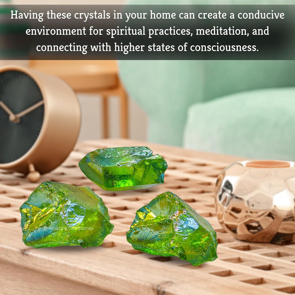 Amazing Gemstone Apple Aura Quartz Raw Crystals and Healing Stones, Natural Rocks for Meditation and DIY Raw Stones and Crystals (1 lb)