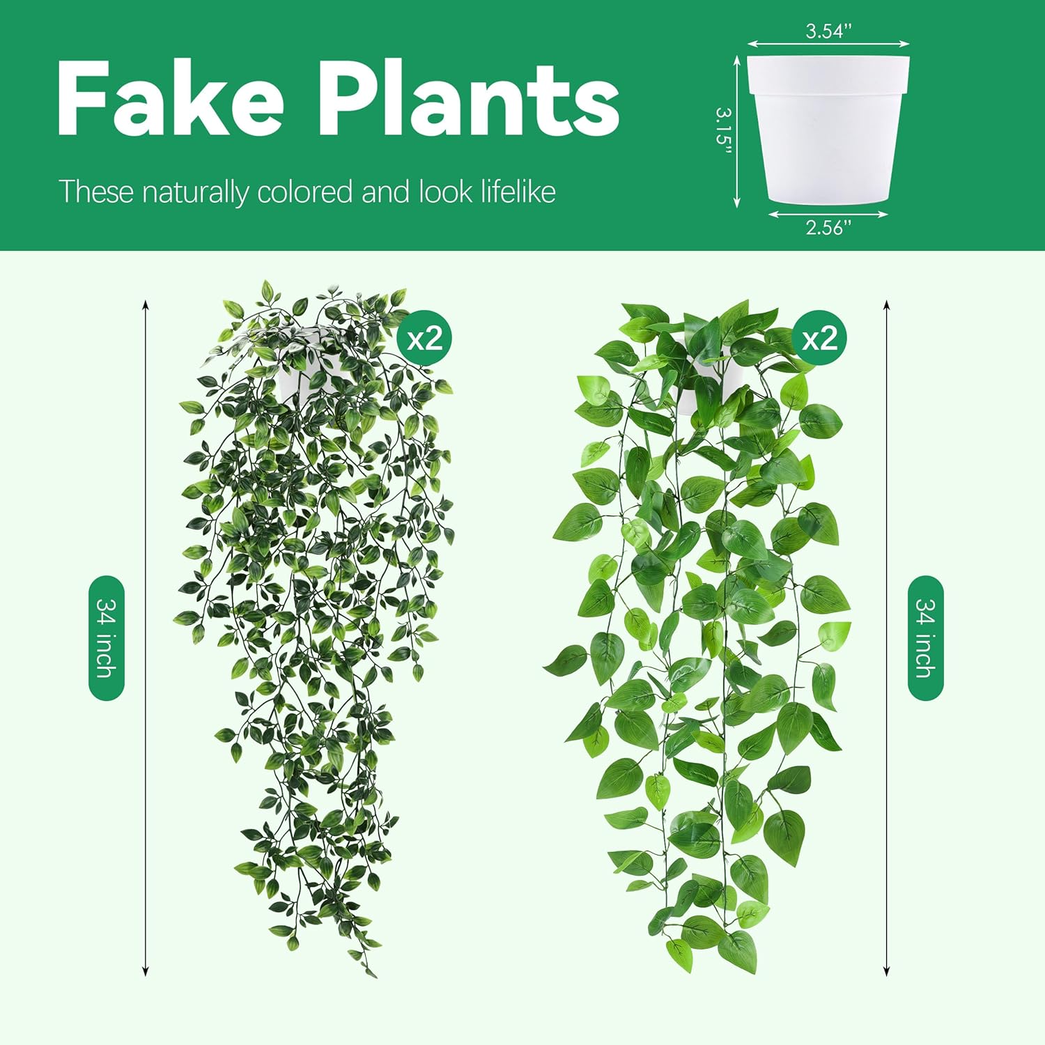 Der Rose 4 Pack Fake Plants Hanging Faux Potted Ivy Vine Artificial Mandala Plants for Room Bathroom Wall Shelf Decor Indoor
