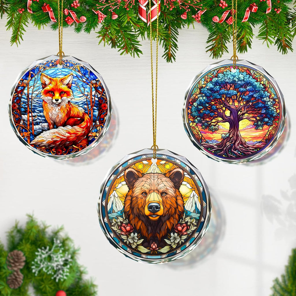 Brown Bear Stained Glass Ornament - Christmas Tree Decoration, Gift Exchange Present Idea