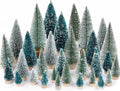 DearHouse 29PCS Artificial Mini Christmas Trees, Mini Pine Tree Sisal Trees with Wood Base Bottle Brush Trees for Christmas Table Top Decor Winter Crafts Ornaments