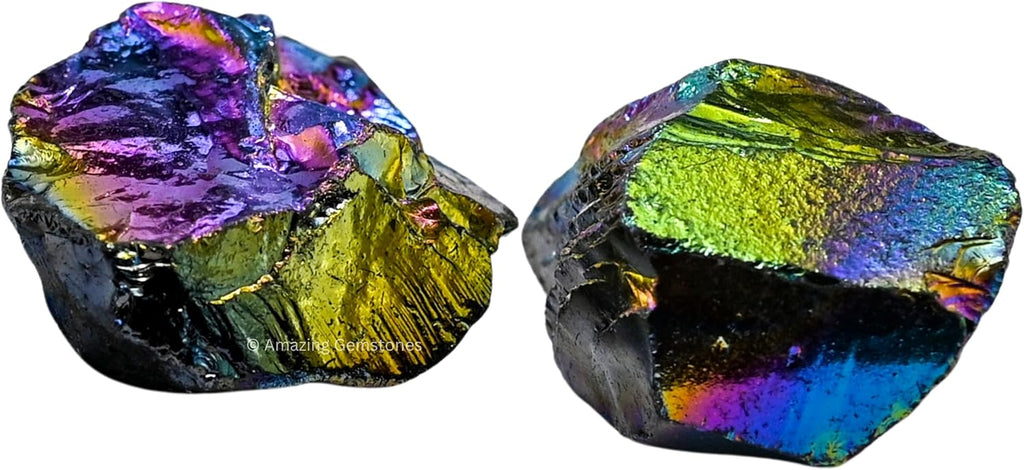 Amazing Gemstone Titanium Aura Quartz Raw Crystals and Healing Stones, Natural Rocks for Meditation and DIY Raw Stones and Crystals (1 lb)
