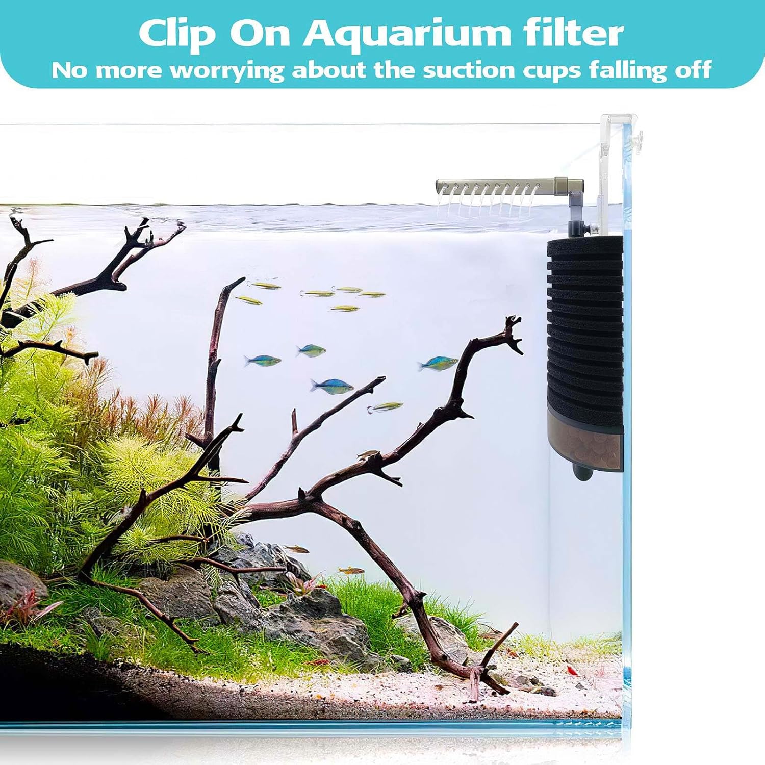 Aquarium Electric Sponge Filter with Pump for Shrimps Bettas Axolotls Breeding Fry Fish Tanks(M)